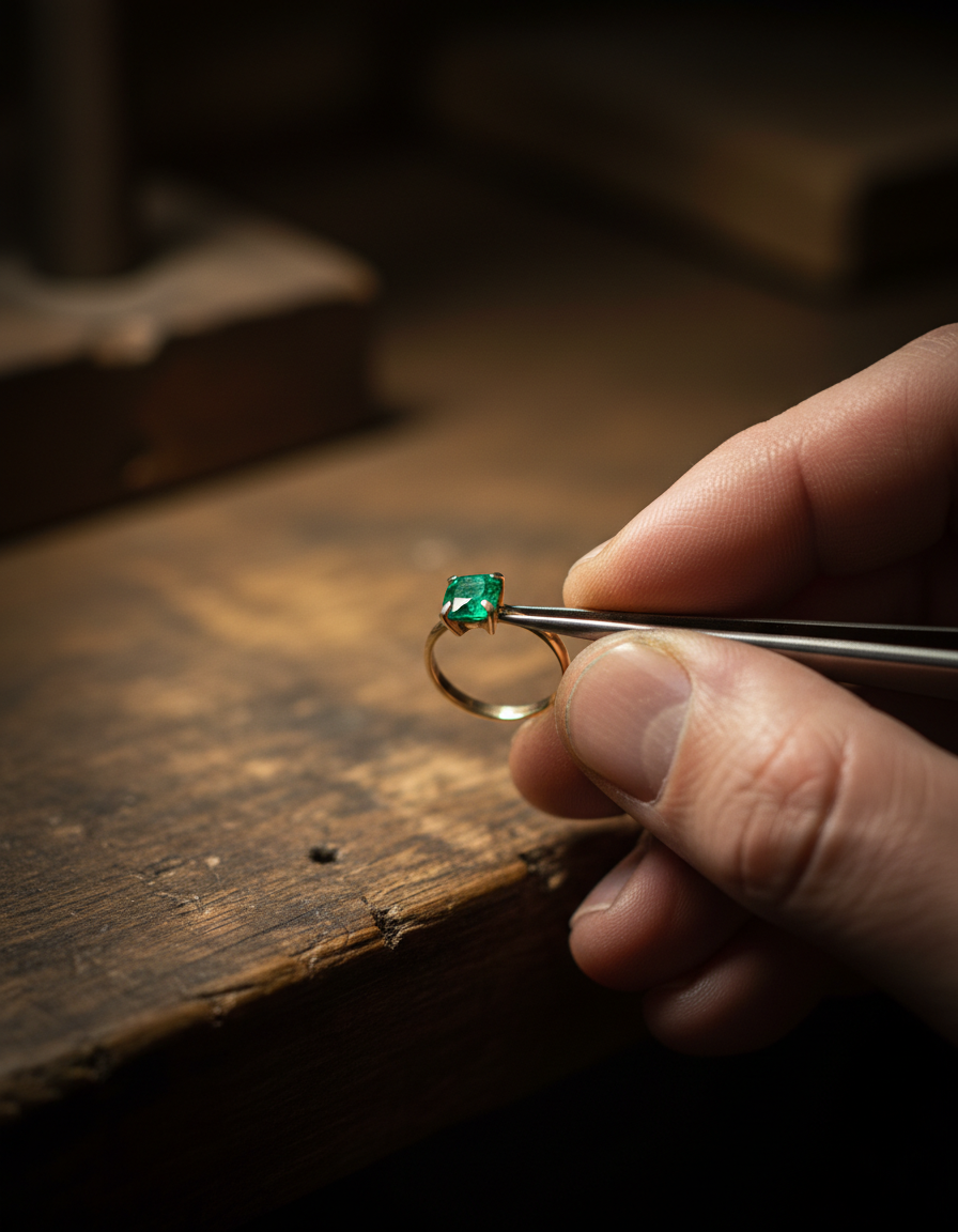The Everglow Jewelry studio in Tampa Palms, with hand tools laid out for the day
